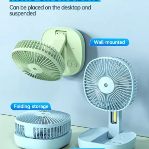 DP-7636 Rechargeable 2400mAh Lithium Battery Foldable Desk Fan With LED Lamp (Mobile Holder Design)
