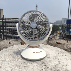 Joysuper JY-2570 USB Rechargeable Table Fan With RGB Light - 8000mAh Lithium Battery - White