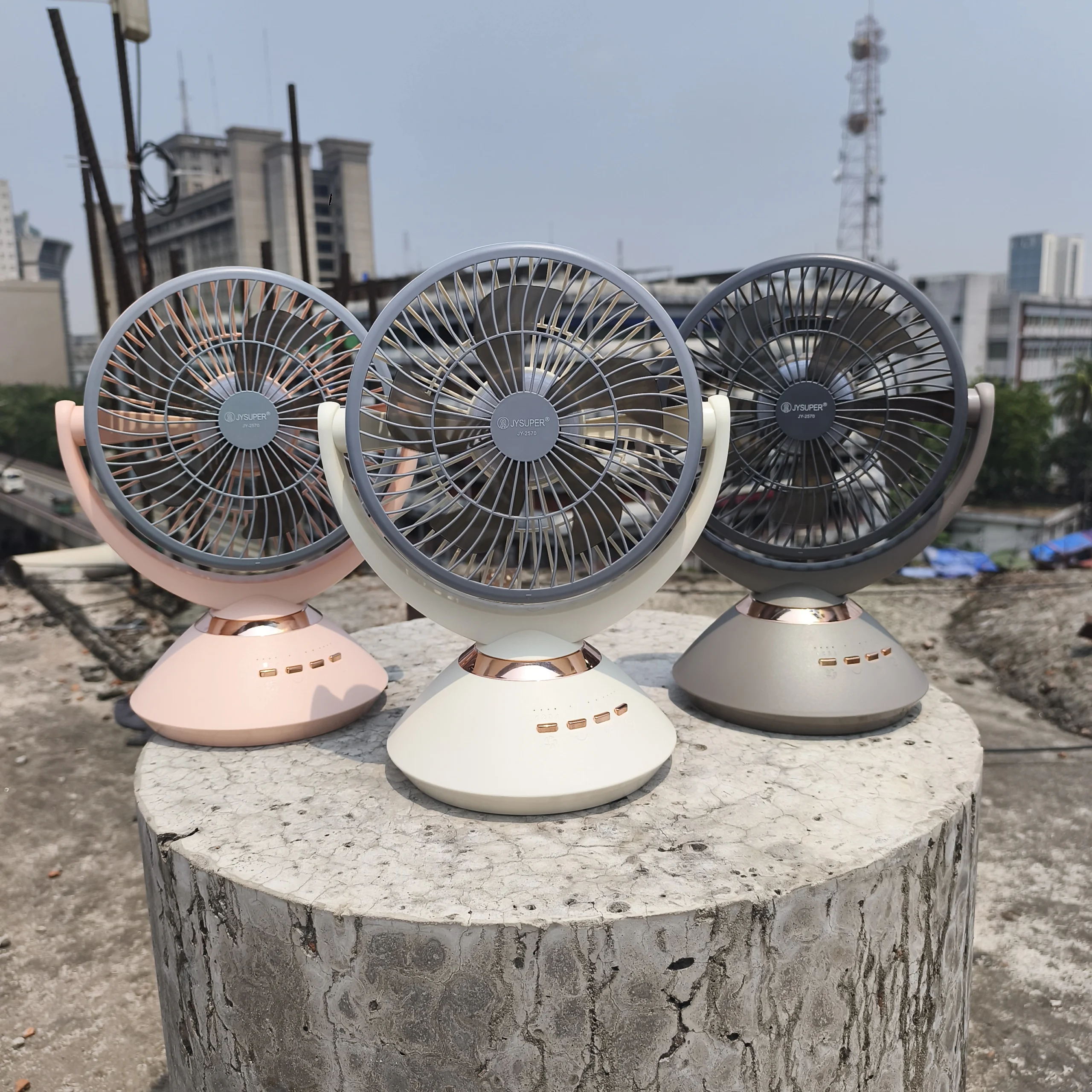Joysuper JY-2570 USB Rechargeable Table Fan With RGB Light - 8000mAh Lithium Battery